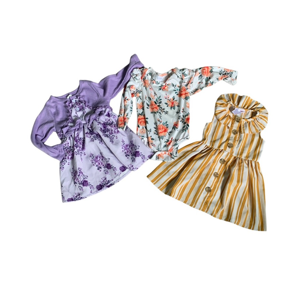 SHEIN Baby Dress Trio in Floral, Stripes, and Solid